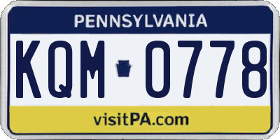 PA license plate KQM0778