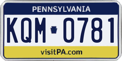 PA license plate KQM0781