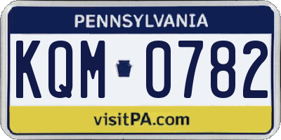 PA license plate KQM0782
