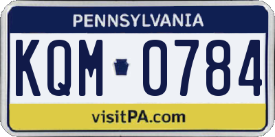 PA license plate KQM0784