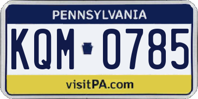 PA license plate KQM0785