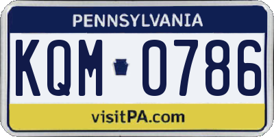 PA license plate KQM0786
