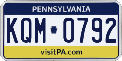 PA license plate KQM0792