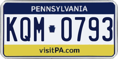 PA license plate KQM0793