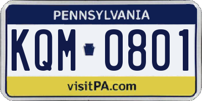 PA license plate KQM0801