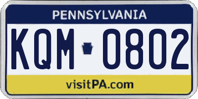 PA license plate KQM0802