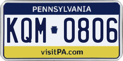 PA license plate KQM0806