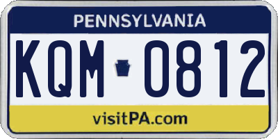 PA license plate KQM0812