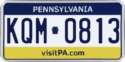 PA license plate KQM0813