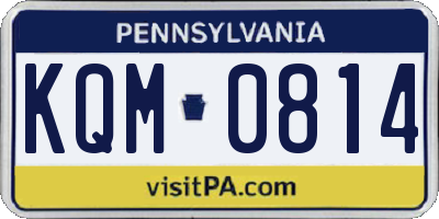 PA license plate KQM0814