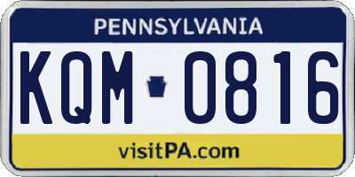 PA license plate KQM0816