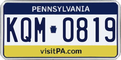 PA license plate KQM0819