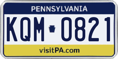 PA license plate KQM0821