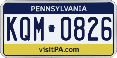 PA license plate KQM0826