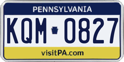 PA license plate KQM0827