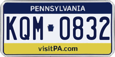 PA license plate KQM0832