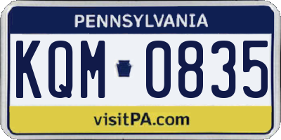 PA license plate KQM0835