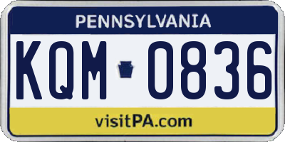 PA license plate KQM0836