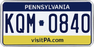PA license plate KQM0840