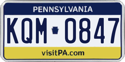 PA license plate KQM0847