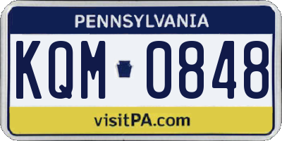 PA license plate KQM0848
