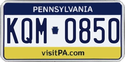 PA license plate KQM0850
