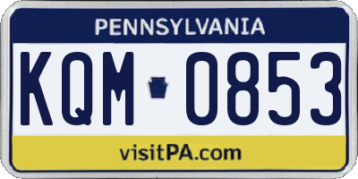 PA license plate KQM0853