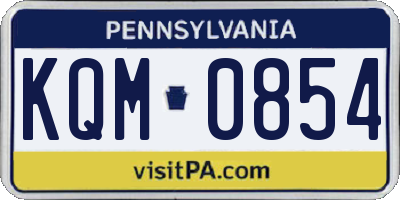 PA license plate KQM0854