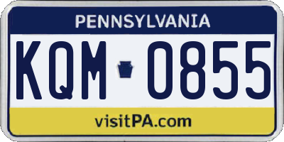PA license plate KQM0855