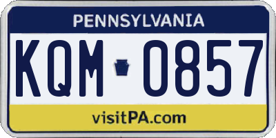 PA license plate KQM0857