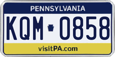 PA license plate KQM0858