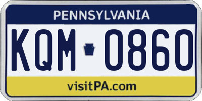 PA license plate KQM0860