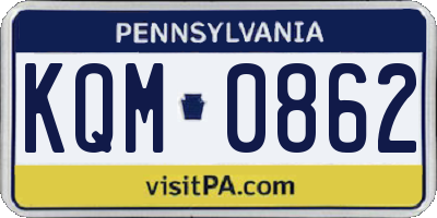 PA license plate KQM0862