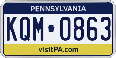 PA license plate KQM0863