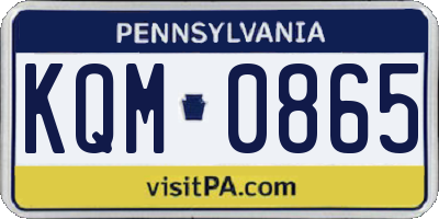 PA license plate KQM0865
