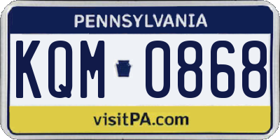 PA license plate KQM0868