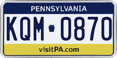 PA license plate KQM0870