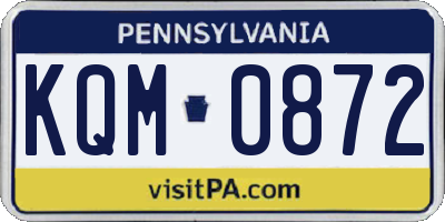 PA license plate KQM0872