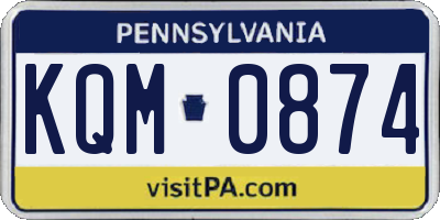 PA license plate KQM0874