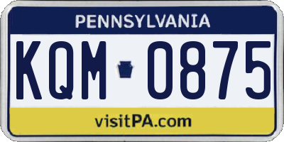 PA license plate KQM0875
