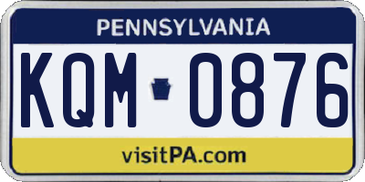 PA license plate KQM0876