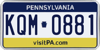 PA license plate KQM0881