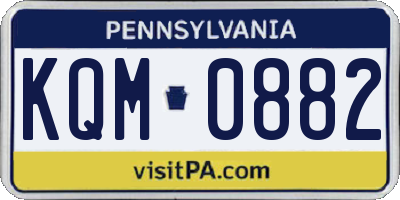 PA license plate KQM0882