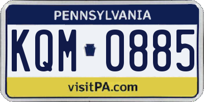 PA license plate KQM0885