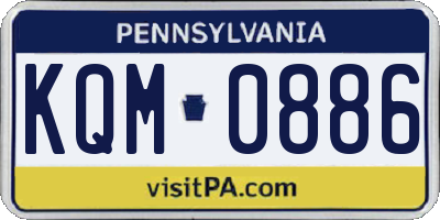 PA license plate KQM0886