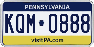 PA license plate KQM0888