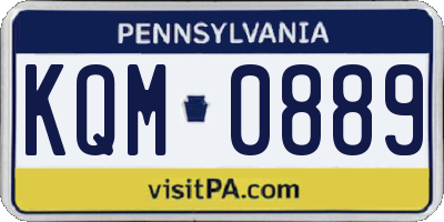 PA license plate KQM0889