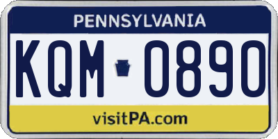 PA license plate KQM0890
