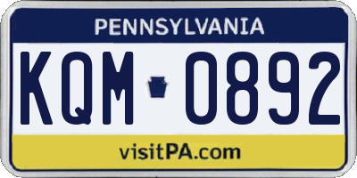 PA license plate KQM0892