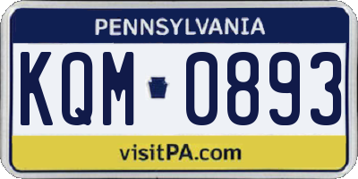 PA license plate KQM0893